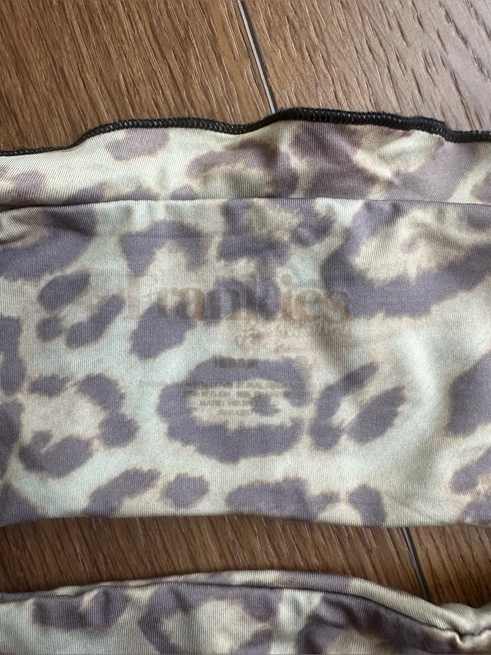 Frankie's Bikinis Leopard Tie-Front Bikini Top in Beige and Brown